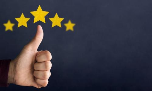 thumbs up and five yellow stars