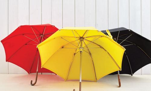 open red yellow and black umbrellas