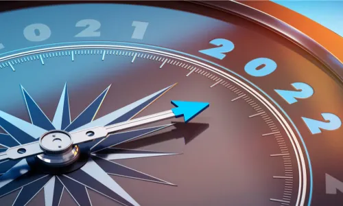 compass needle pointing to 2022