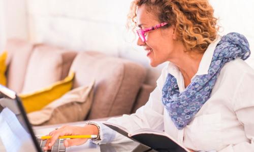 young businesswoman working from home