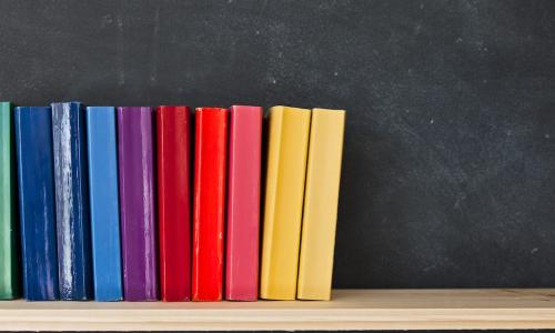 rainbow books shelf