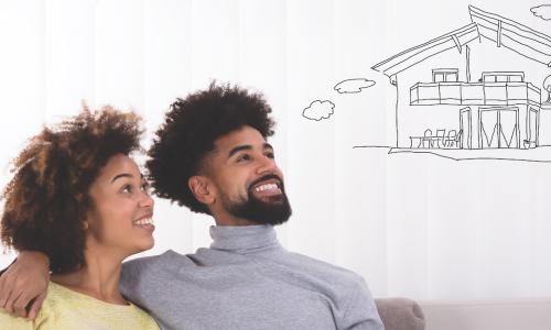 young couple dreams of buying future house together