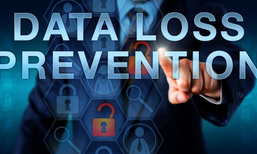 An administrator is pushing DATA LOSS PREVENTION on an interactive virtual touchscreen