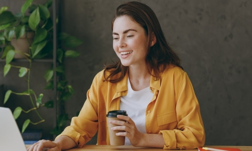 woman laptop coffee