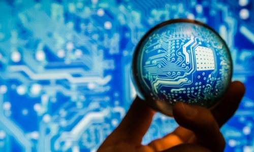 artificial intelligence making a prediction via crystal ball