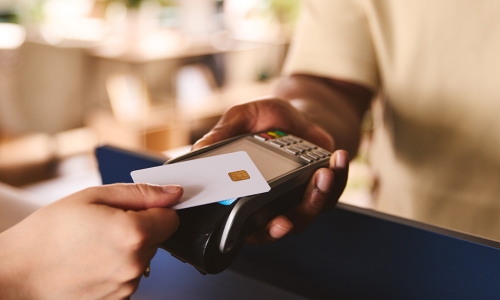 paying with credit card chip reader