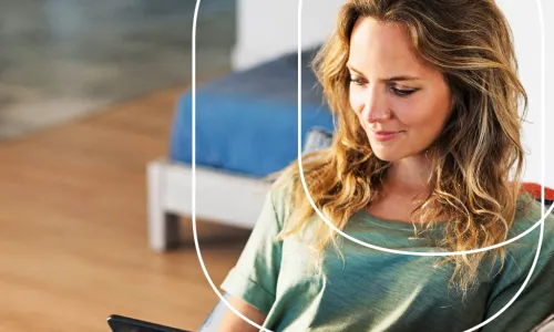 woman reading tablet