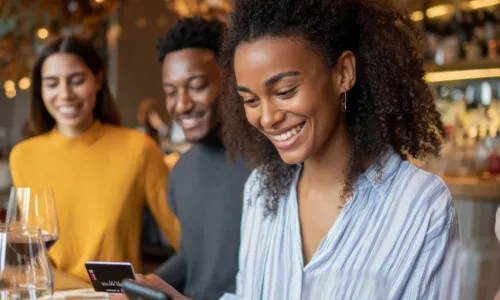 woman looking at her smartphone