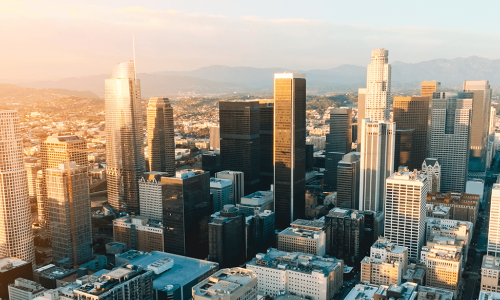 skyline at sunset
